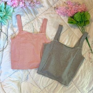 AMERICAN EAGLE two gingham tank tops. Red and black.